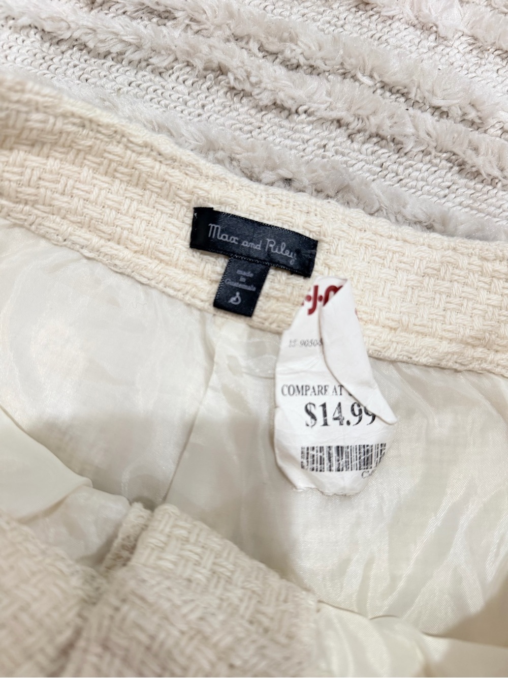 High-Waist Cream Tweed Shorts with Gold Button Detail - Picture 2 of 3